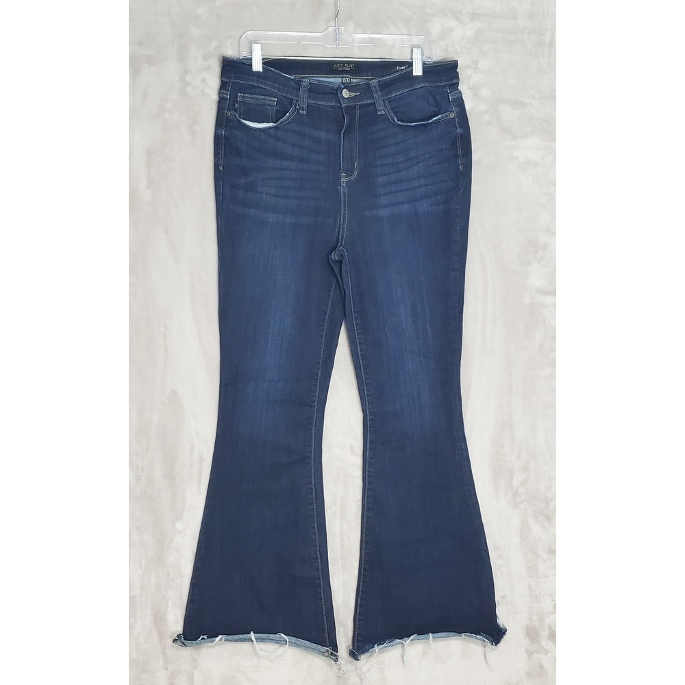 Judy Blue Jeans Womens 15/32 Blue Flare Denim Stretch Dark Wash High Rise EUC